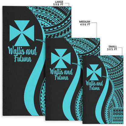 Wallis and Futuna Area Rug - Turquoise Polynesian Tentacle Tribal Pattern