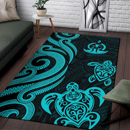 Wallis and Futuna Area Rug - Turquoise Tentacle Turtle