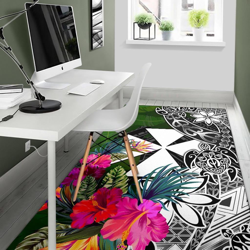 Wallis And Futuna Area Rug - Turtle Plumeria Banana Leaf