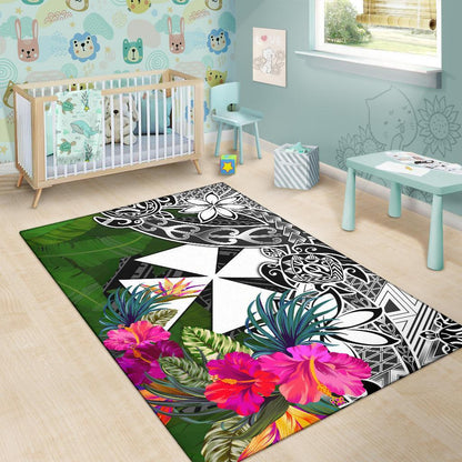Wallis And Futuna Area Rug - Turtle Plumeria Banana Leaf
