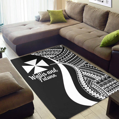 Wallis and Futuna Area Rug - White Polynesian Tentacle Tribal Pattern