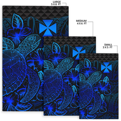 Wallis And Futuna Area Rugs Turtle Hibiscus Blue
