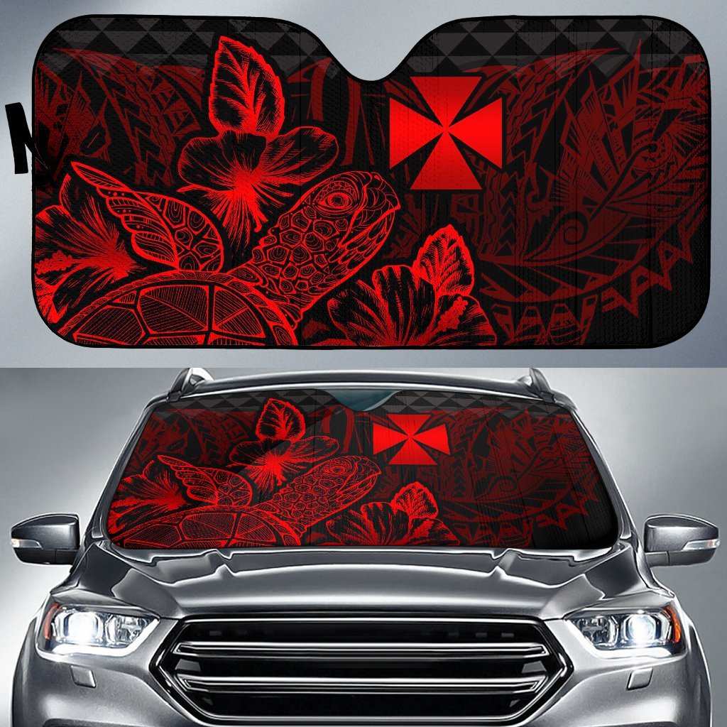 Wallis And Futuna Auto Sun Shades Turtle Hibiscus Red