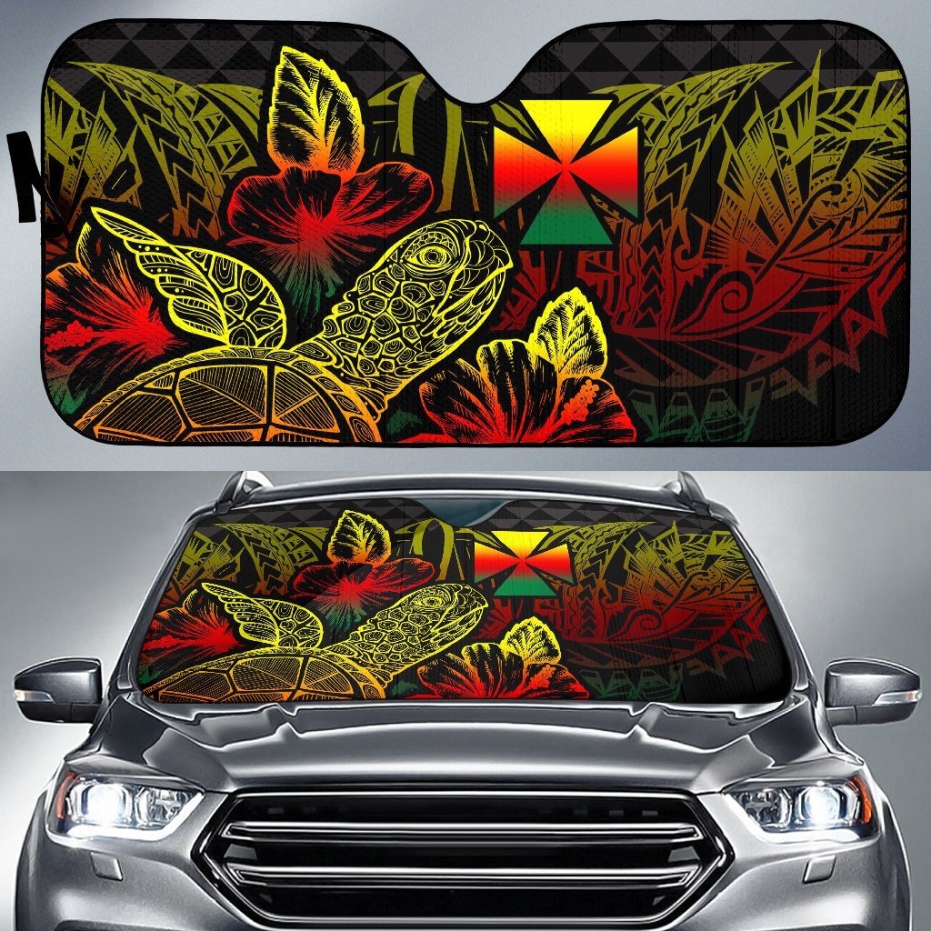 Wallis And Futuna Auto Sun Shades - Turtle Hibiscus Reggae