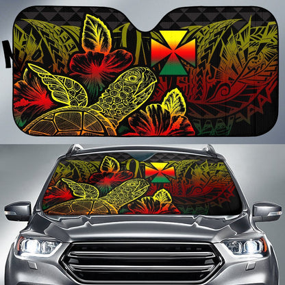 Wallis And Futuna Auto Sun Shades - Turtle Hibiscus Reggae