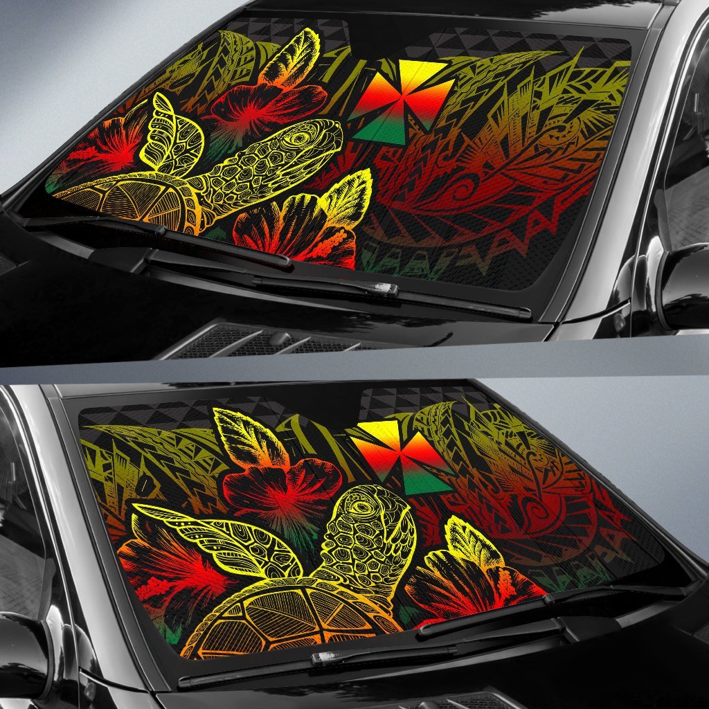 Wallis And Futuna Auto Sun Shades - Turtle Hibiscus Reggae