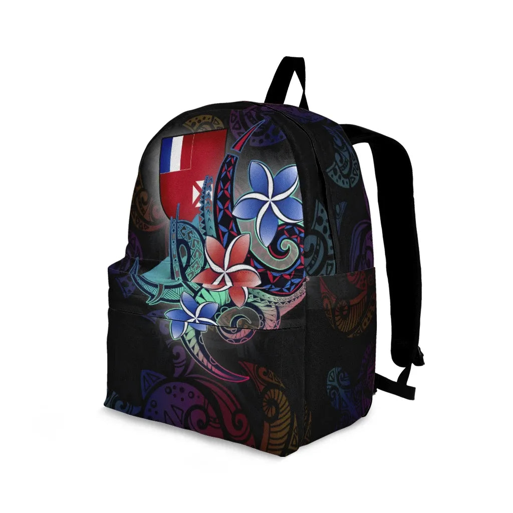 Wallis and Futuna Backpack - Plumeria Flowers Style