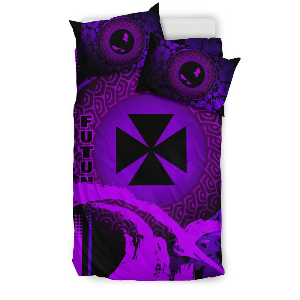 Wallis And Futuna Duvet Cover Set - Hibiscus And Wave Purple