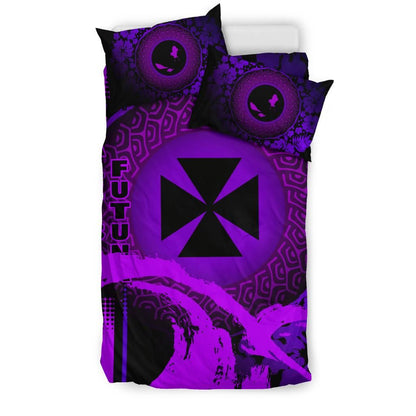 Wallis And Futuna Duvet Cover Set - Hibiscus And Wave Purple