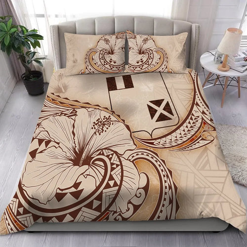 Wallis And Futuna Bedding Set - Hibiscus Flower Vintage Style
