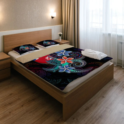 Wallis And Futuna Bedding Set - Plumeria Flowers Style