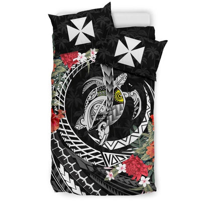 Polynesian Duvet Cover Set - Wallis And Futuna Bedding Set Polynesia Map Turtle Hibiscus