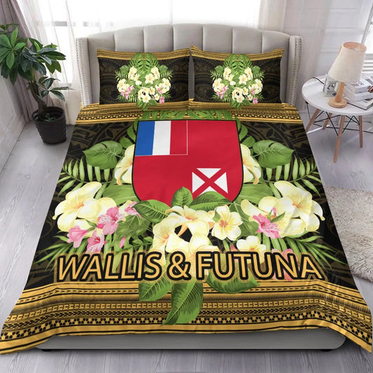 Wallis And Futuna Bedding Set - Polynesian Gold Patterns Collection
