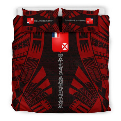 Wallis And Futuna Duvet Cover Set - Polynesian Tattoo Red