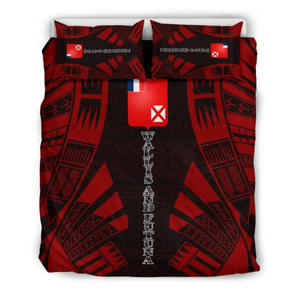 Wallis And Futuna Duvet Cover Set - Polynesian Tattoo Red