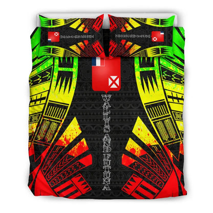 Wallis And Futuna Duvet Cover Set - Polynesian Tattoo Reggae