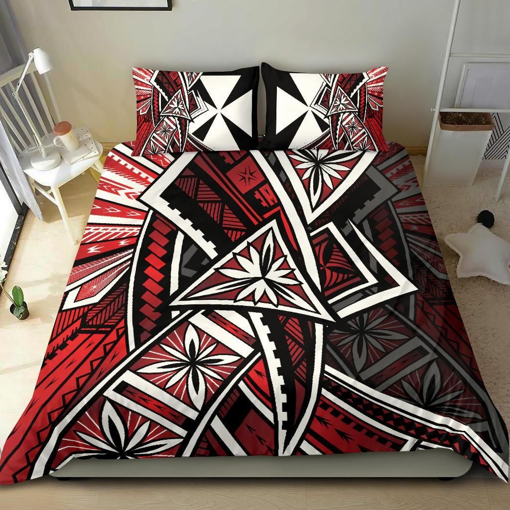 Wallis And Futuna Bedding Set - Tribal Flower Special Pattern Red Color