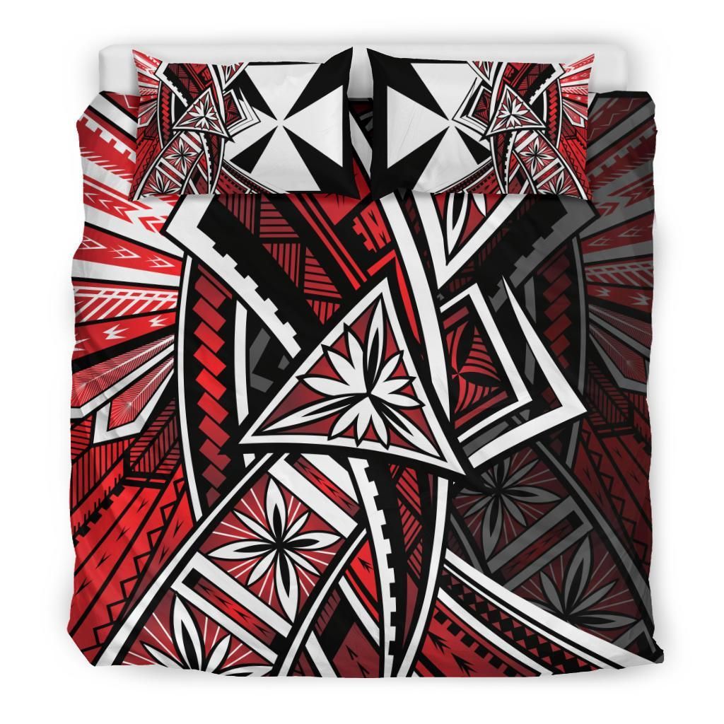 Wallis And Futuna Bedding Set - Tribal Flower Special Pattern Red Color