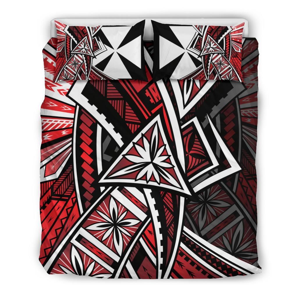 Wallis And Futuna Bedding Set - Tribal Flower Special Pattern Red Color