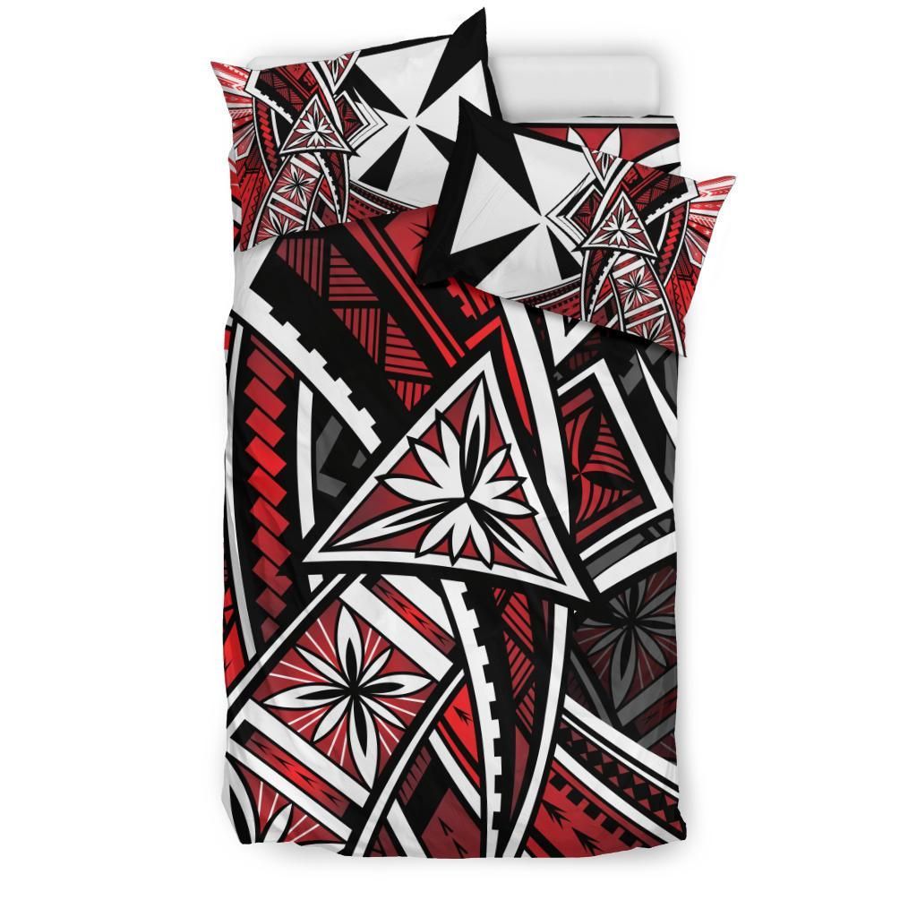 Wallis And Futuna Bedding Set - Tribal Flower Special Pattern Red Color