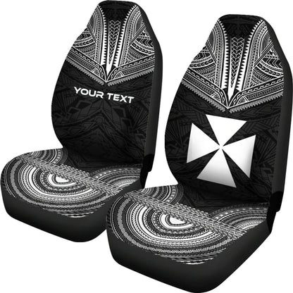 Wallis And Futuna Custom Personalised Car Seat Cover - Wallis And Futuna Coat Of Arms Polynesian Chief Tattoo Black Version