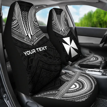 Wallis And Futuna Custom Personalised Car Seat Cover - Wallis And Futuna Coat Of Arms Polynesian Chief Tattoo Black Version