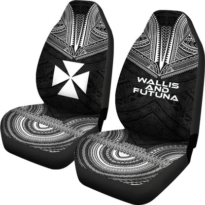 Wallis And Futuna Car Seat Cover - Wallis And Futuna Coat Of Arms Polynesian Chief Tattoo Black Version