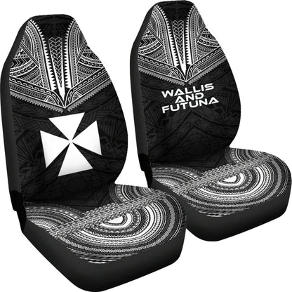 Wallis And Futuna Car Seat Cover - Wallis And Futuna Coat Of Arms Polynesian Chief Tattoo Black Version