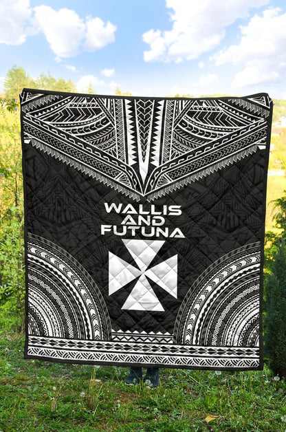 Wallis And Futuna Premium Quilt - Wallis And Futuna Coat Of Arms Polynesian Chief Black Version