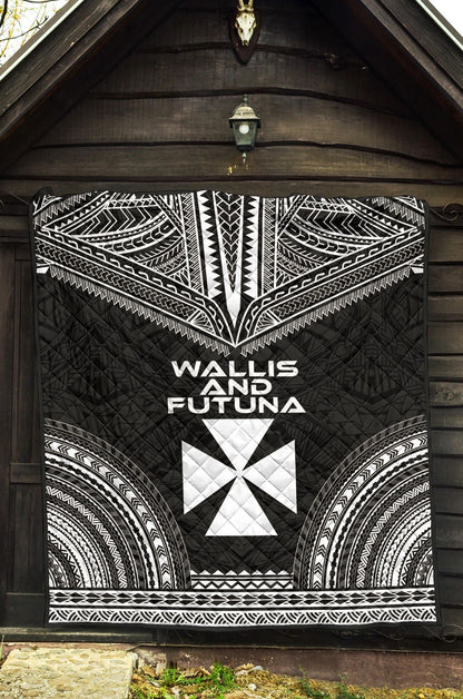 Wallis And Futuna Premium Quilt - Wallis And Futuna Coat Of Arms Polynesian Chief Black Version