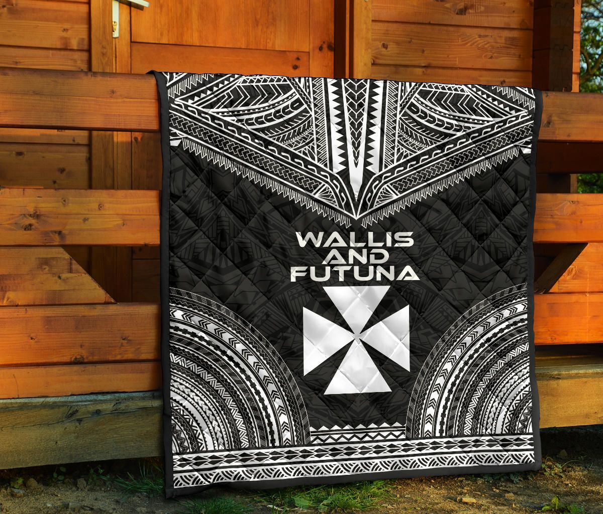 Wallis And Futuna Premium Quilt - Wallis And Futuna Coat Of Arms Polynesian Chief Black Version
