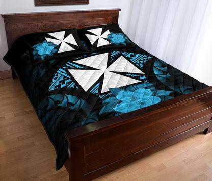Wallis And Futuna Polynesian Quilt Bed Set Hibiscus Blue