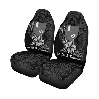 Wallis and Futuna Car Seat Cover - Fish With Plumeria Flowers Style
