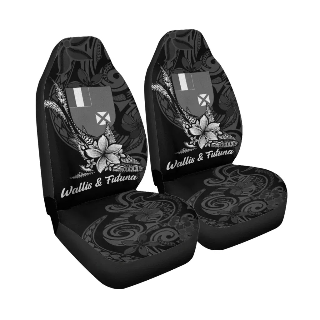 Wallis and Futuna Car Seat Cover - Fish With Plumeria Flowers Style