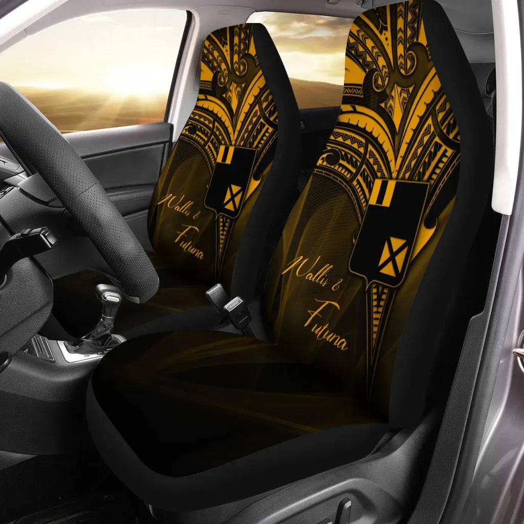 Wallis and Futuna Car Seat Cover - Gold Color Cross Style