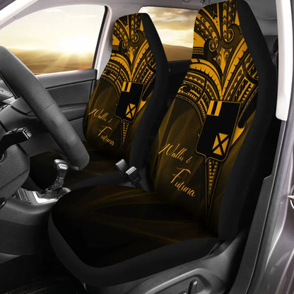 Wallis and Futuna Car Seat Cover - Gold Color Cross Style