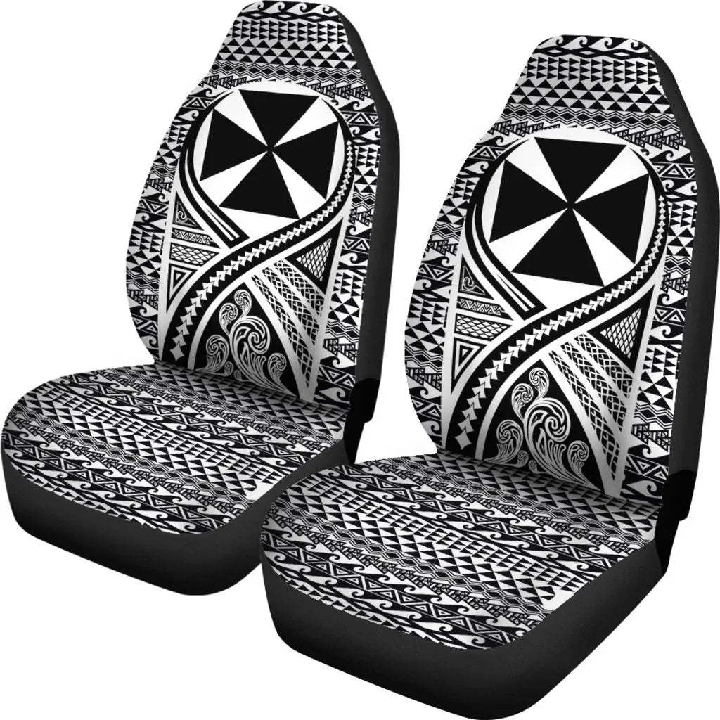 Wallis And Futuna Car Seat Cover - Wallis And Futuna Coat Of Arms Polynesian Tattoo Black