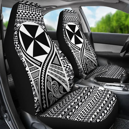 Wallis And Futuna Car Seat Cover - Wallis And Futuna Coat Of Arms Polynesian Tattoo Black