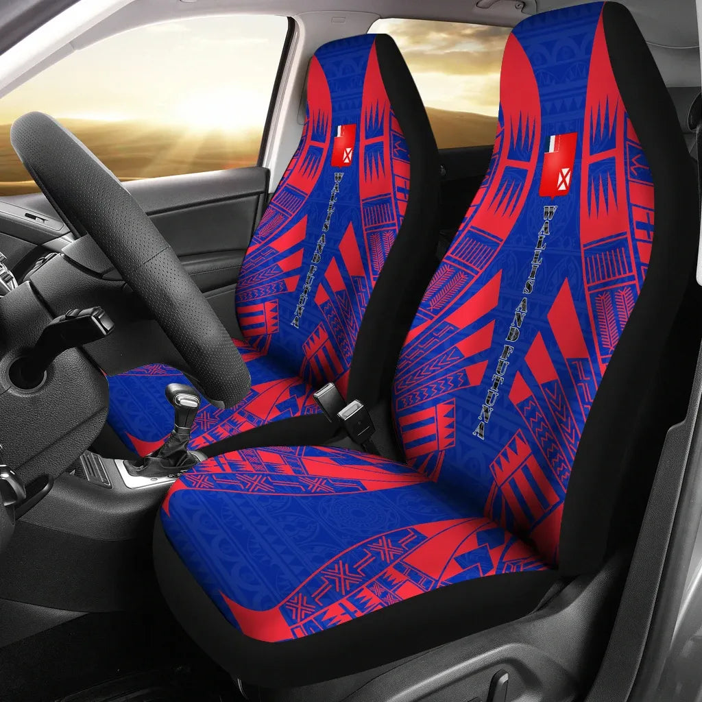 Wallis And Futuna Car Seat Covers - Wallis And Futuna Coat Of Arms Polynesian Tattoo Flag