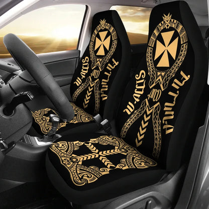 Wallis And Futuna Car Seat Covers - Wallis And Futuna Coat Of Arms Polynesian Tribal Gold