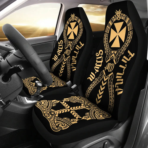 Wallis And Futuna Car Seat Covers - Wallis And Futuna Coat Of Arms Polynesian Tribal Gold