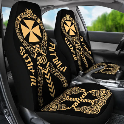 Wallis And Futuna Car Seat Covers - Wallis And Futuna Coat Of Arms Polynesian Tribal Gold