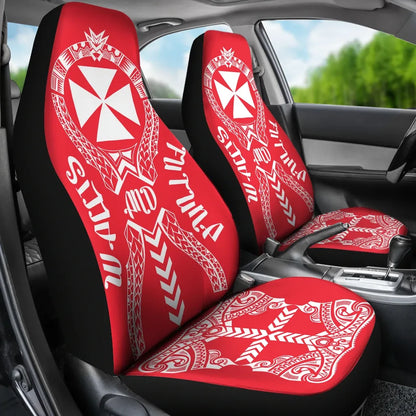 Wallis And Futuna Car Seat Covers - Wallis And Futuna Coat Of Arms Polynesian Tribal Red