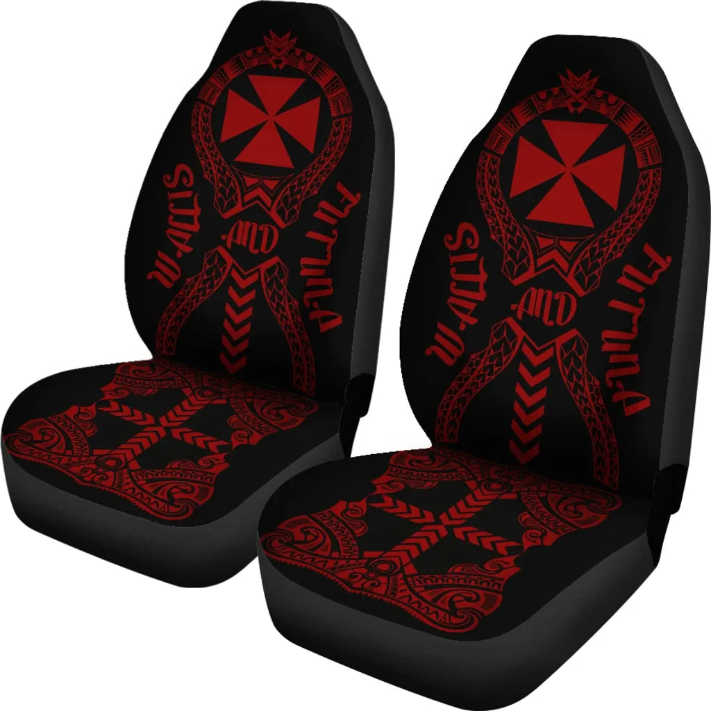 Wallis And Futuna Car Seat Covers - Wallis And Futuna Coat Of Arms Polynesian Tribal Deep Red