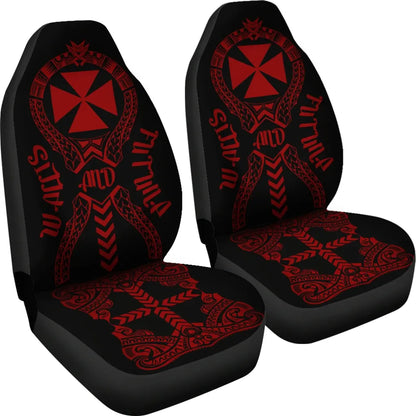 Wallis And Futuna Car Seat Covers - Wallis And Futuna Coat Of Arms Polynesian Tribal Deep Red
