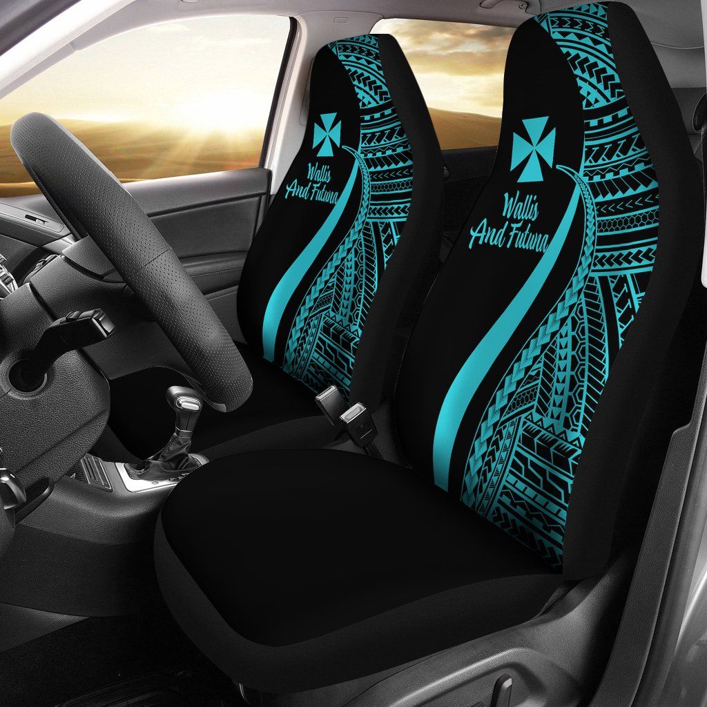 Wallis And Futuna Car Seat Covers - Turquoise Polynesian Tentacle Tribal Pattern
