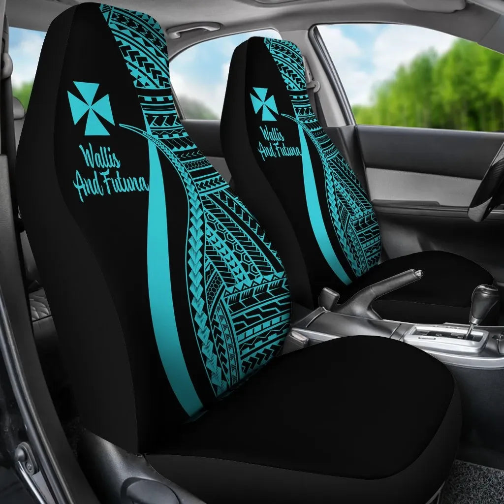 Wallis And Futuna Car Seat Covers - Turquoise Polynesian Tentacle Tribal Pattern
