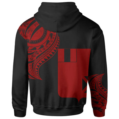 Wallis'nd Futuna Custom Personalised Hoodie - Wallis'nd Futuna Tatau Red Patterns