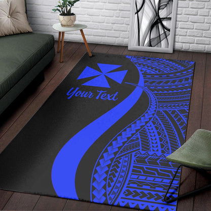 Wallis and Futuna Custom Personalised Area Rug - Blue Polynesian Tentacle Tribal Pattern