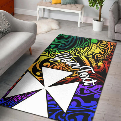 Wallis and Futuna Custom Personalised Area Rug - Rainbow Polynesian Pattern